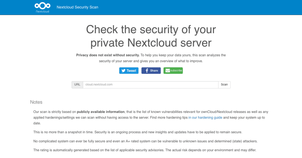 Cara menggunakan Nextcloud Security Scan